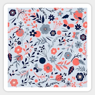 summer meadow | coral + blue Sticker